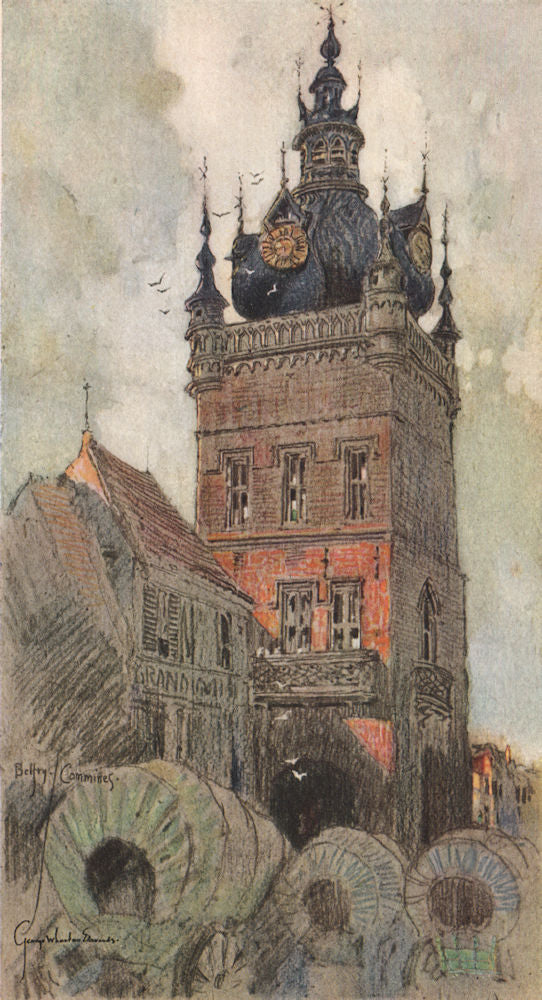 COMINES. The Belfry. Nord 1916 old antique vintage print picture